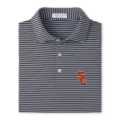 USC Trojans Men's Black SC Interlock Tiebreaker Stripe Performance Jersey Polo